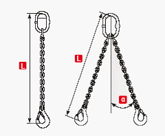 Řetězový 4-závěs háky s pojistkou MB81SN a zkracovači d 10/2 m - 6 700/4 750 kg