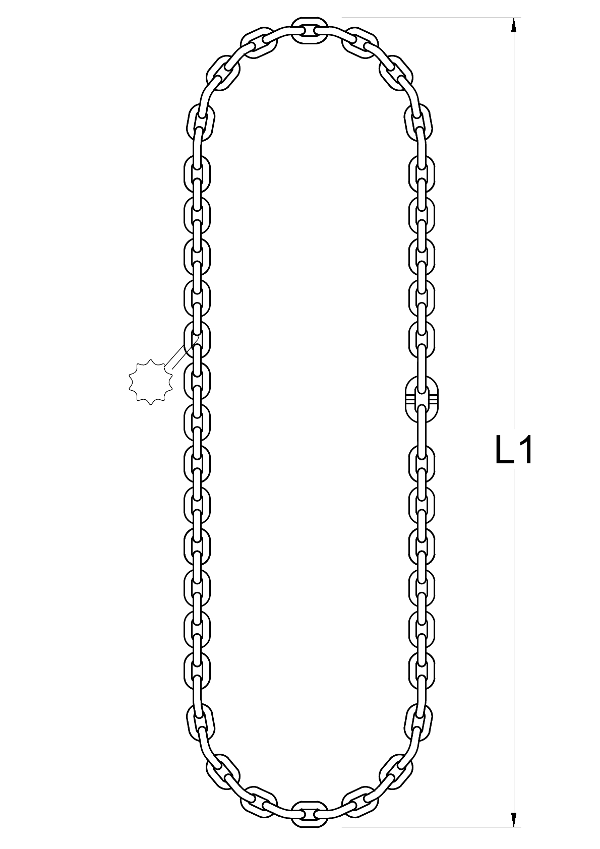 Řetěz nekonečný d 8/L1=1,5 m - 3150 kg