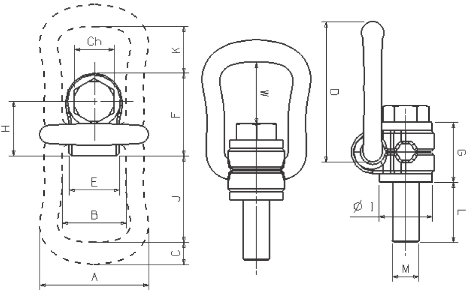 Šroubový bod otočný ASWHSX154261 M42x61 mm nosnost 15000 kg  