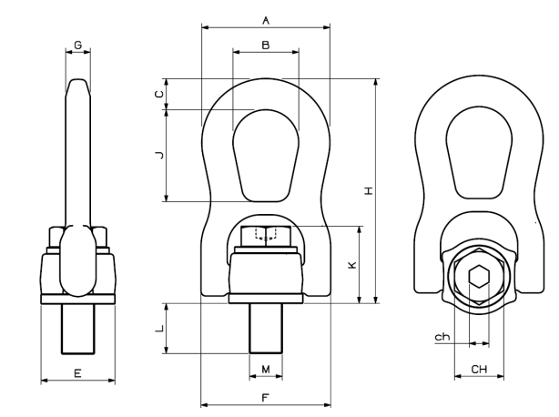 Šroubový bod otočný kloubový ASWHGX32233 M22x33 mm nosnost 3000 kg  