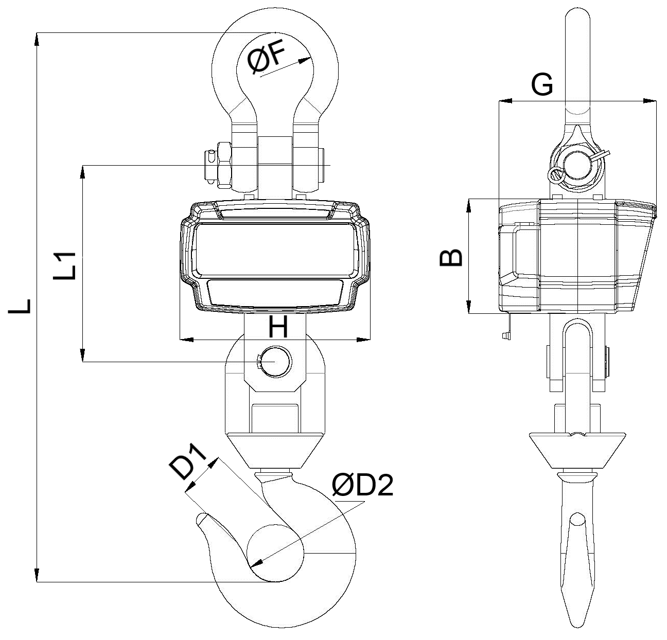 Váha závěsná jeřábová CDKW10000 nosnost 10000 kg 
