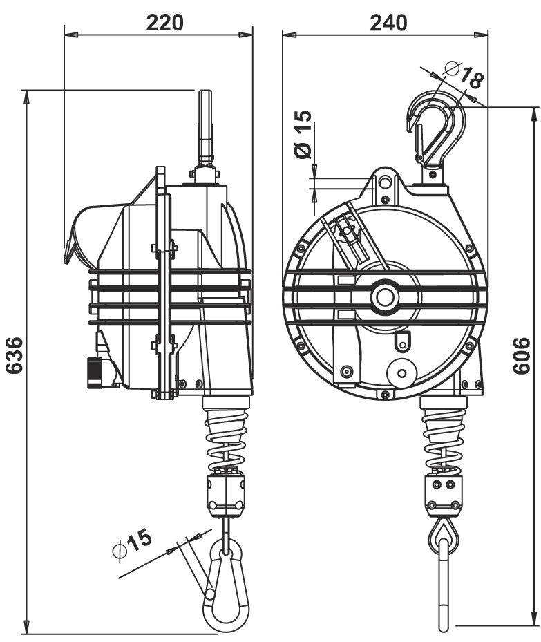 Balancer ruční lanový MCB9368 nosnost 55-65 kg/délka lana 2 m