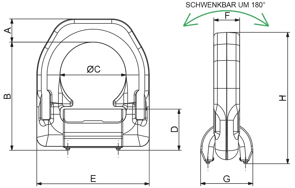Oko navařovací APSX6700 nosnost 6 700 kg  G10  