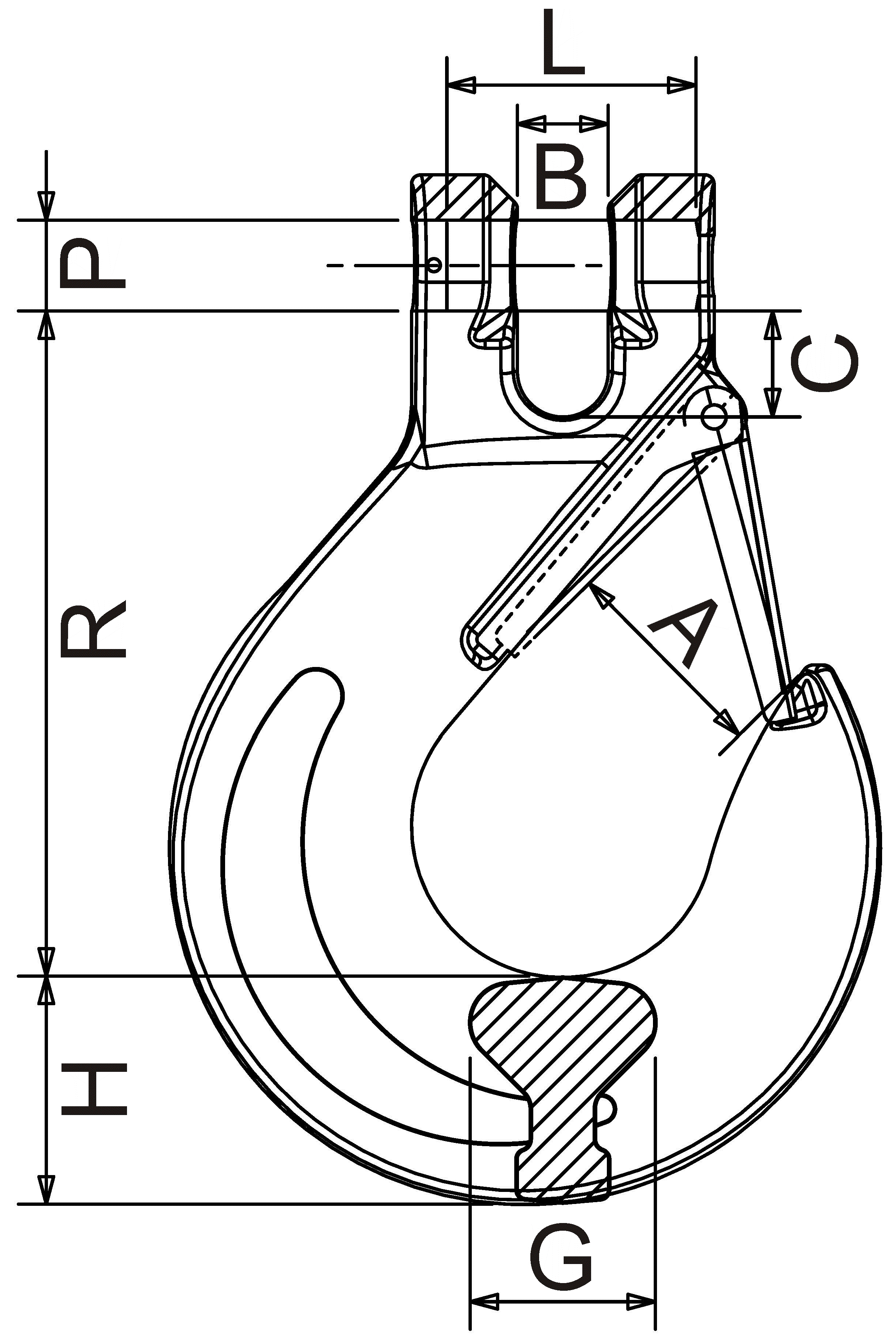 Hák s vidlicí a západkou NEREZ C81SNINOX D10 2 500 kg GK6