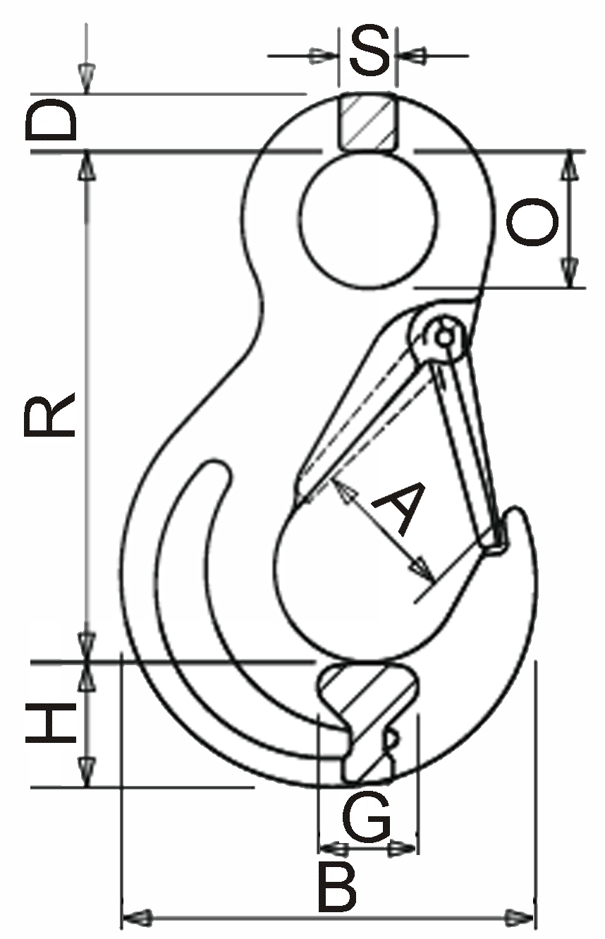 Hák s okem a západkou NEREZ C32SNINOX D13 4 250 kg GK6