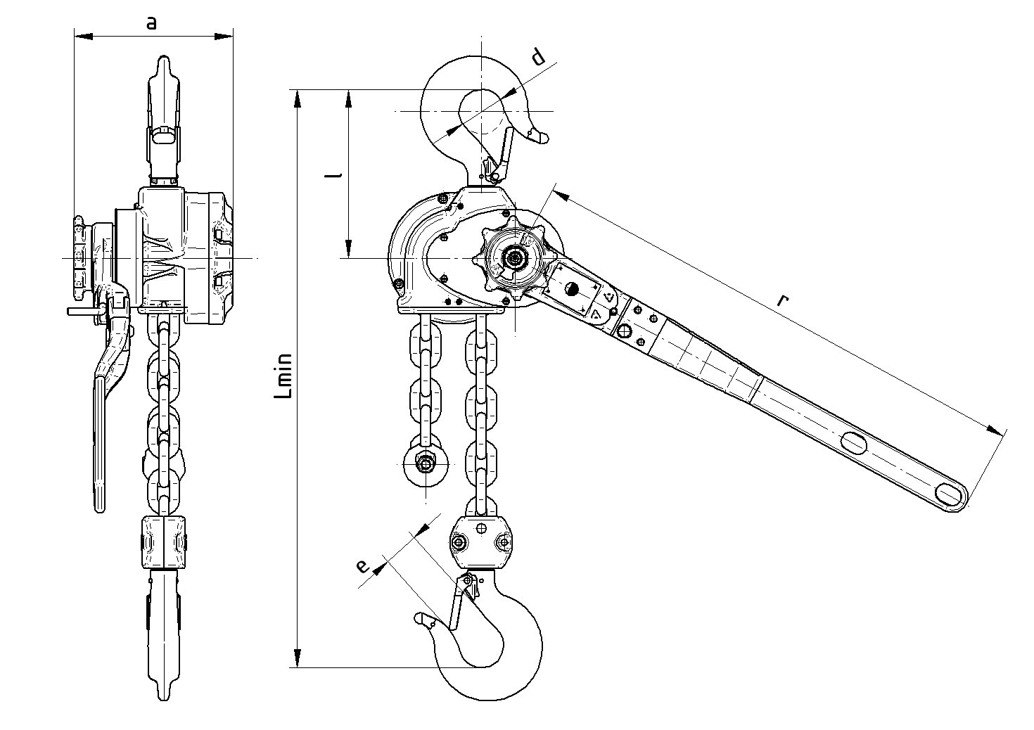 Zvedák řehtačkový RZC 6,3T/1,5M nosnost 6300kg/zdvih 1,5m