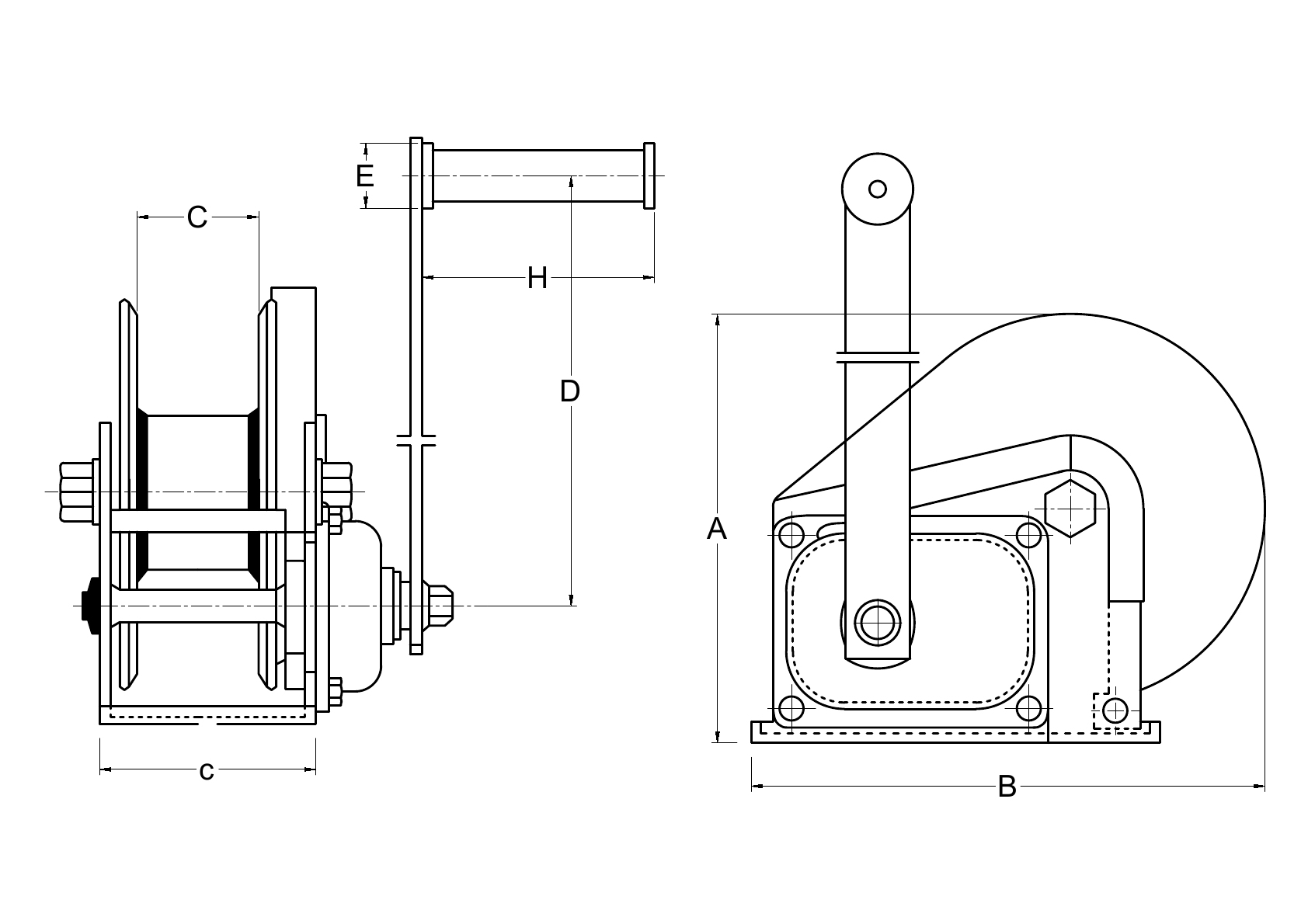 Naviják lanový ruční RRZ nosnost 1200kg délka lana 10m