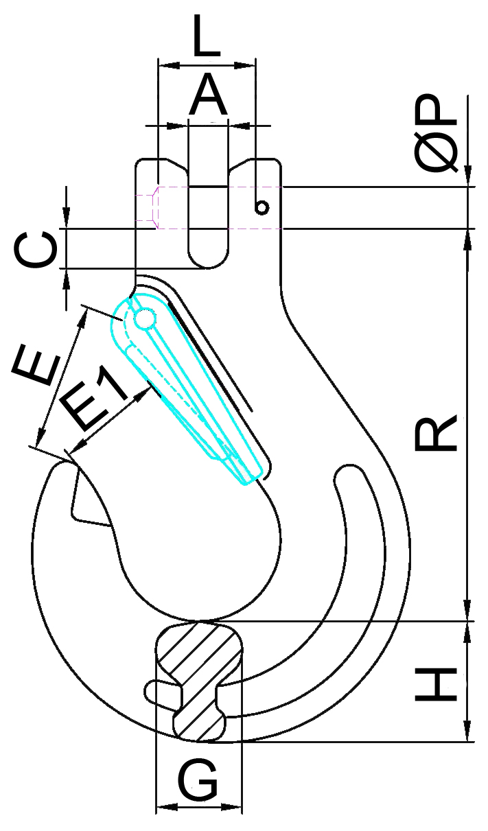 Hák s vidlicí a pojistkou MB83SN 16-8 8000 kg
