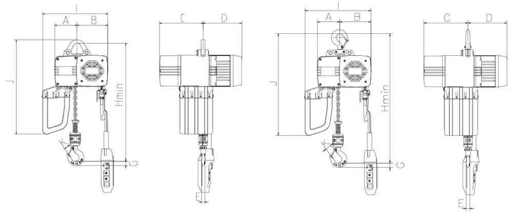 Kladkostroj řetězový elektrický TEZ2501EG nosnost 250kg/3M s horním závěsným okem