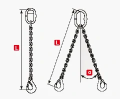 Řetězový 2-závěs s oky d 6/délka L dle výběru - 1600/1120 kg