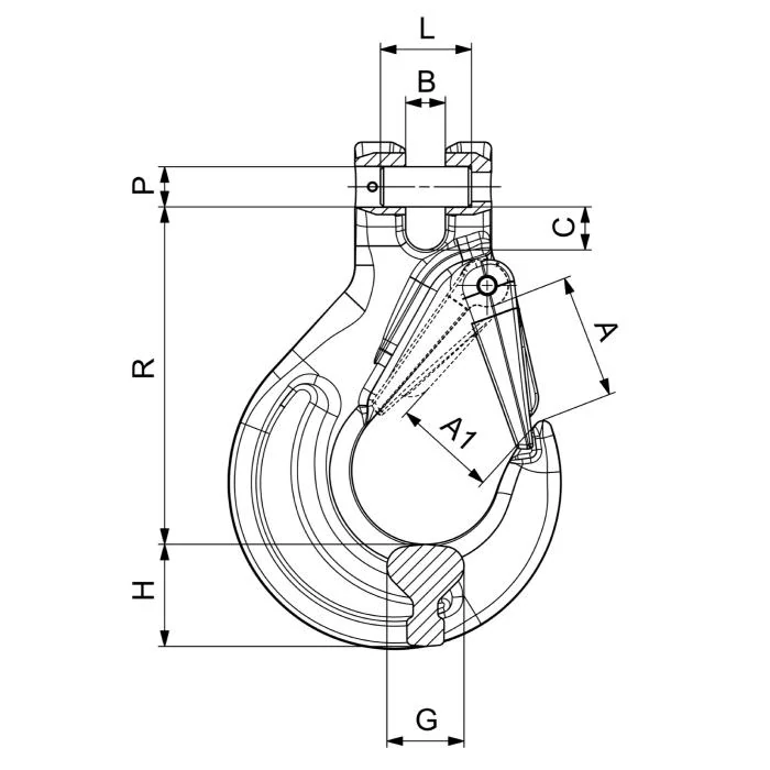 Hák s vidlicí a pojistkou CBX13SF (CX82SN) 6 700 kg