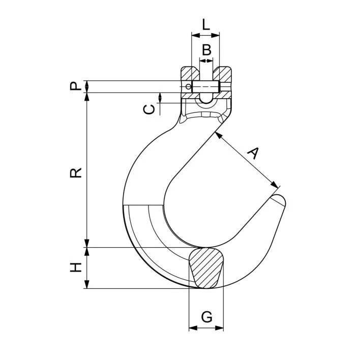 Hák slévárenský s vidlicí CYFXO6 (CX69) 1 400 kg (další velikosti dle výběru)
