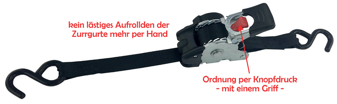 Pás s ráčnou s automatickým napínáním a háky SRS - 600 daN š. 25 mm/délka 1,8 m 