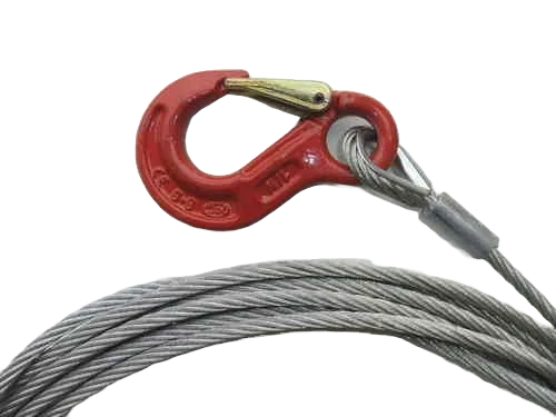 Ocelové lano s hákem s pojistkou pr. 14 mm/30 m