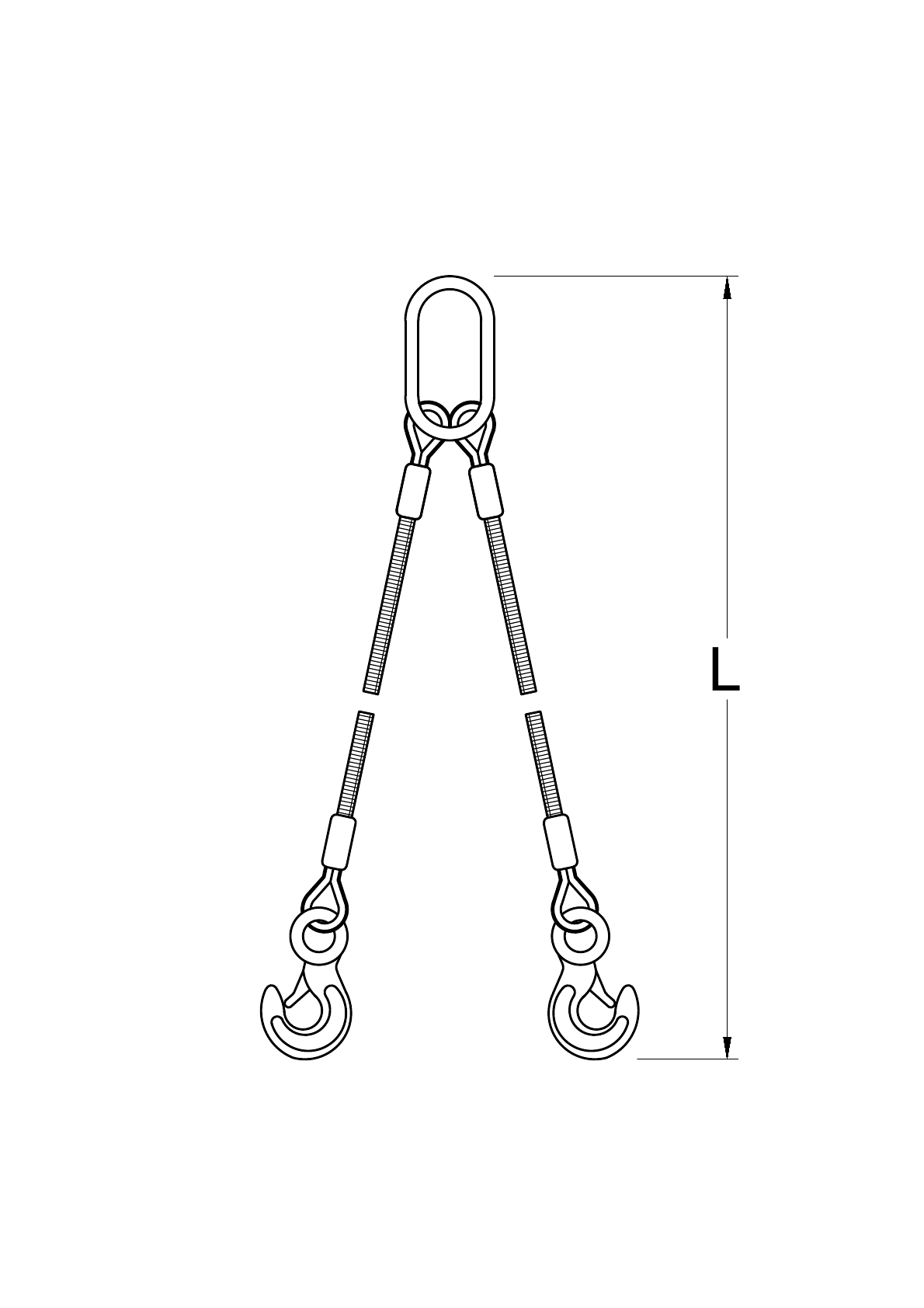 Lanový 2-závěs s háky s pojistkou pr. 16 mm/5 m nosnost 3850/2700 kg     