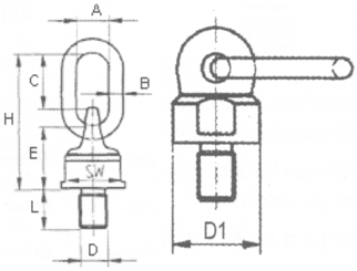 Šroubový bod otočný ASWH1036120 M36x120 mm nosnost 10 000 kg  