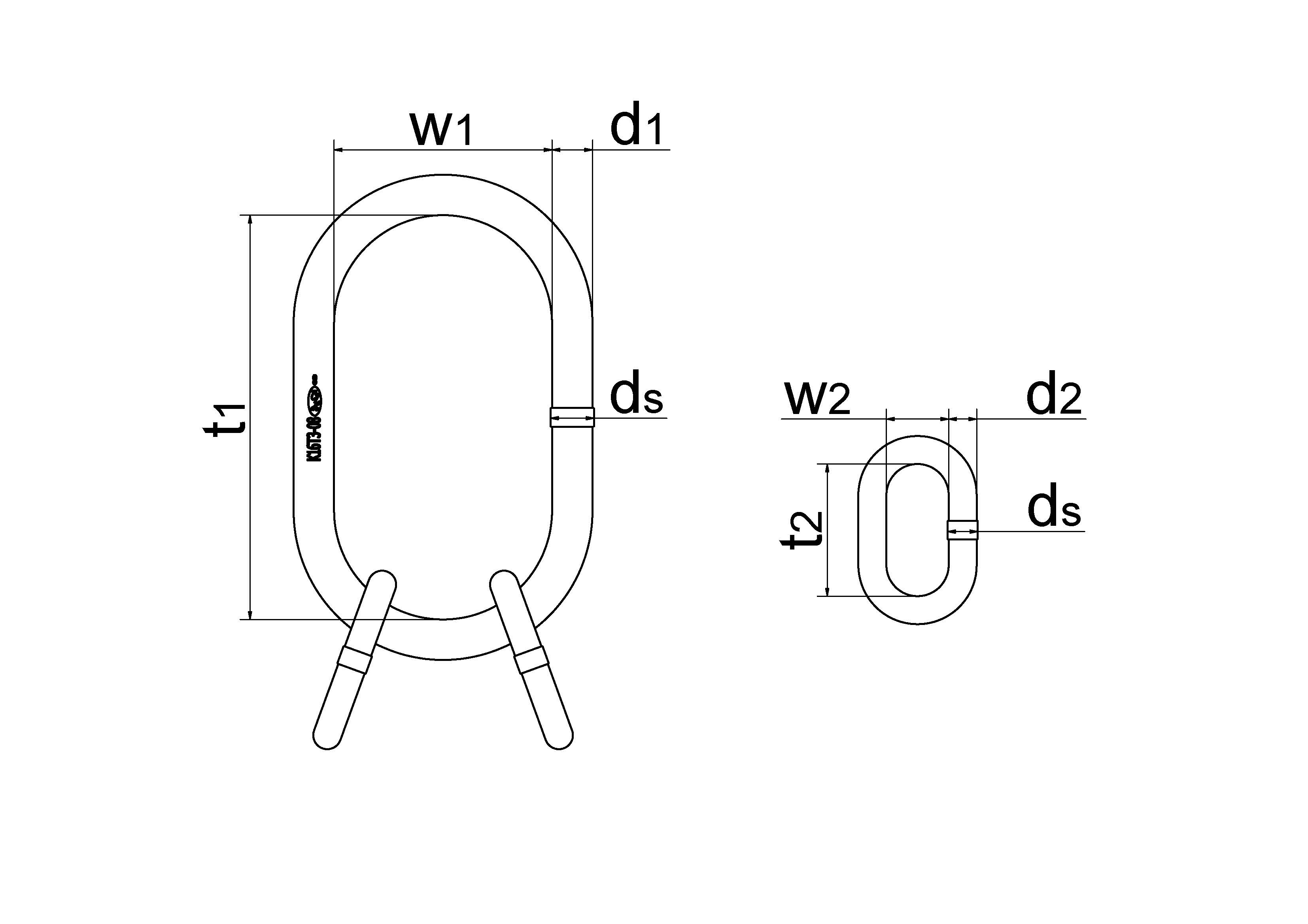 Závěsné oko zvětšené DSAKX31325 3/4-závěs d 13/14000/10000 kg (0-45°/45-60°) G10