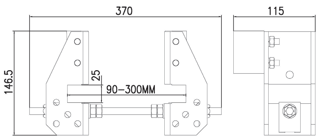 Doraz pojezdu kočky KFEA90300 pro šíři příruby 90-300mm