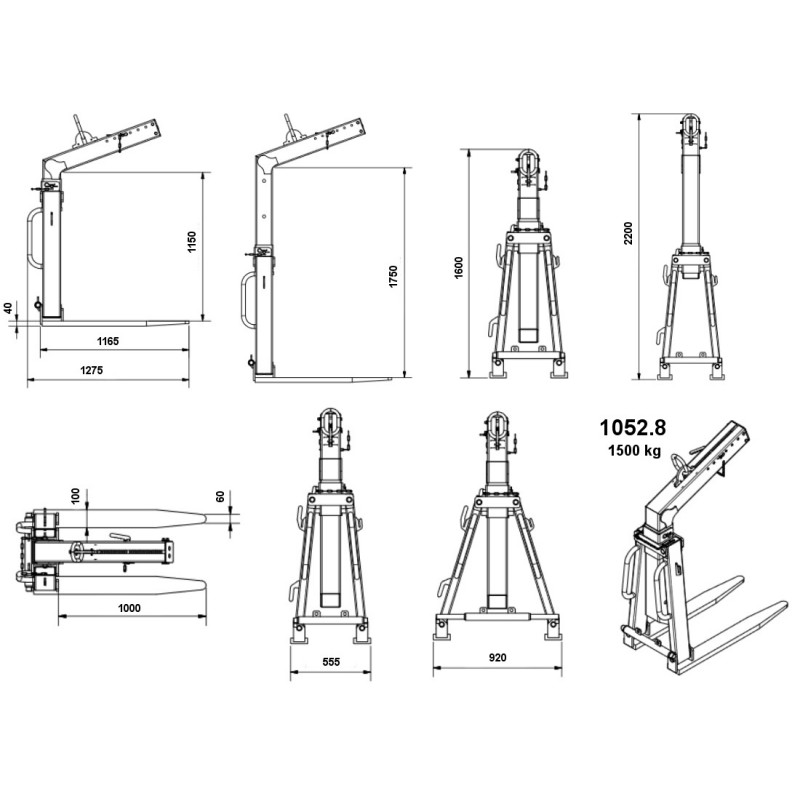 Paletové vidle Eichinger 1052.9 nosnost 2000kg samovyvažovací 